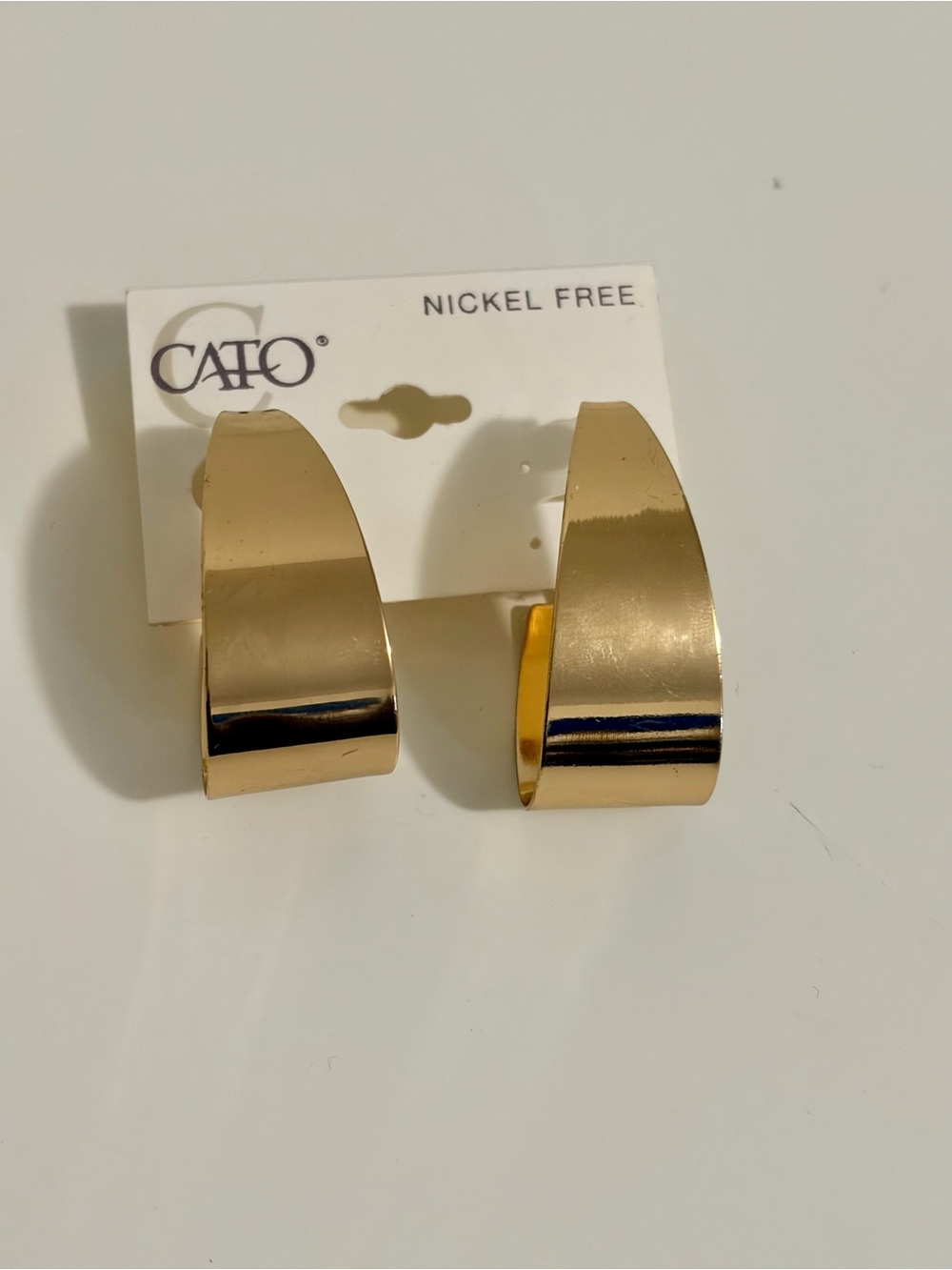Cato Shiny Gold Folded Hoop Earrings